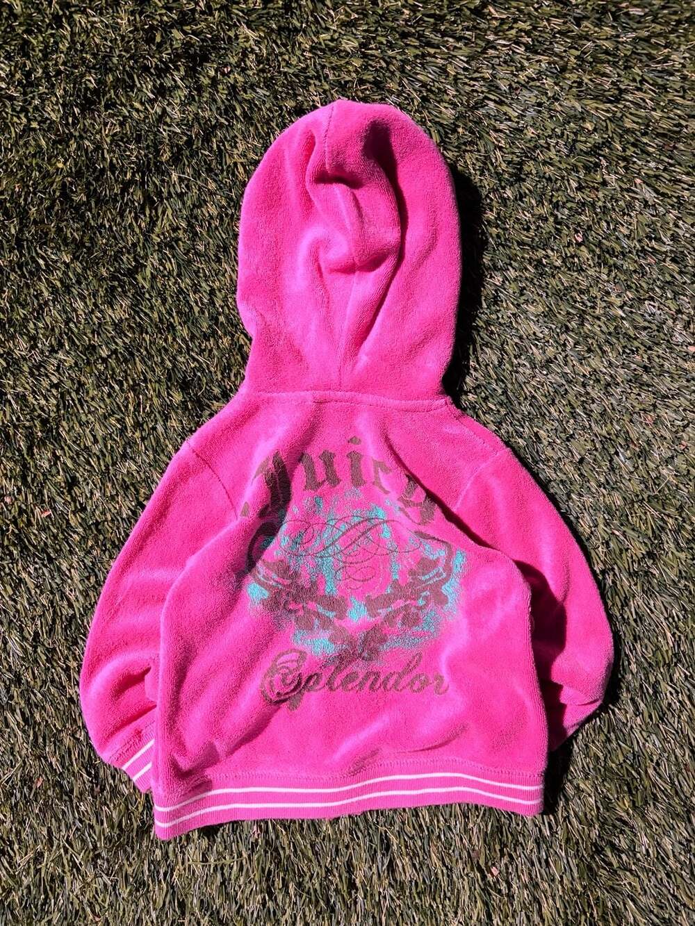 Juicy Couture Girls Hot Pink Velour Zip-Up Hoodie